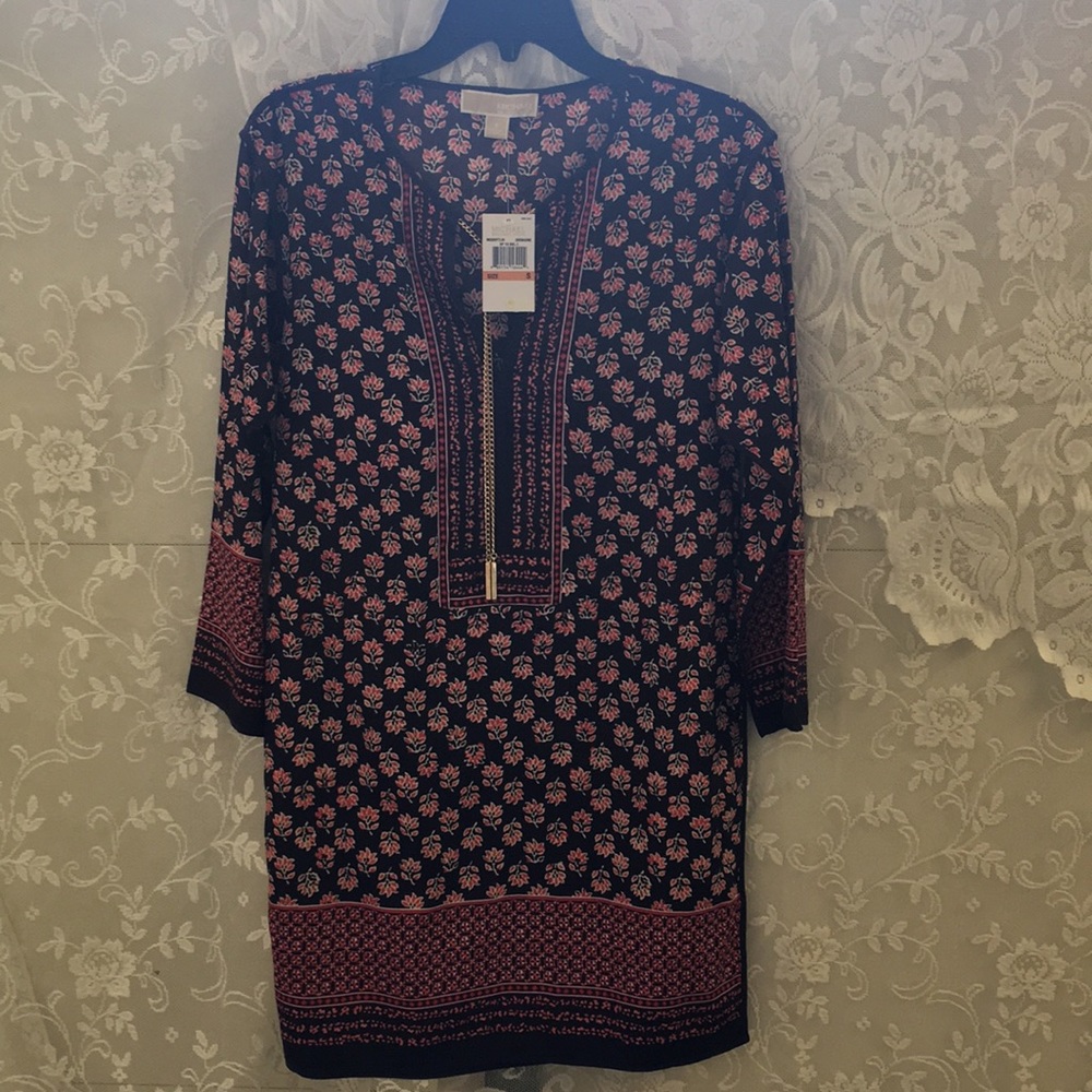 Michael Kors Lakheri Leaf Chain Tunic Dress Size S